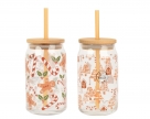 Glass w/cover+straw