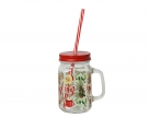 Glass w/cover+straw