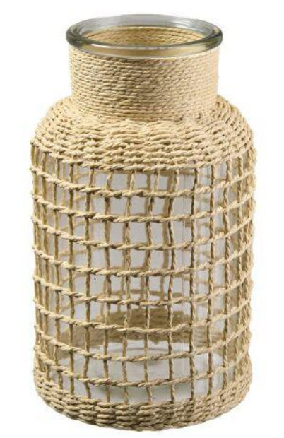 Vase glass w/rope